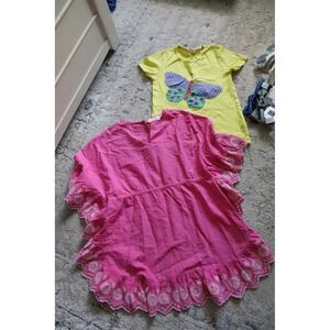 Mini Boden Butterfly Tunic Top & Pink Eyelet Dress Set‎ Kids Girls Size 7-8Y